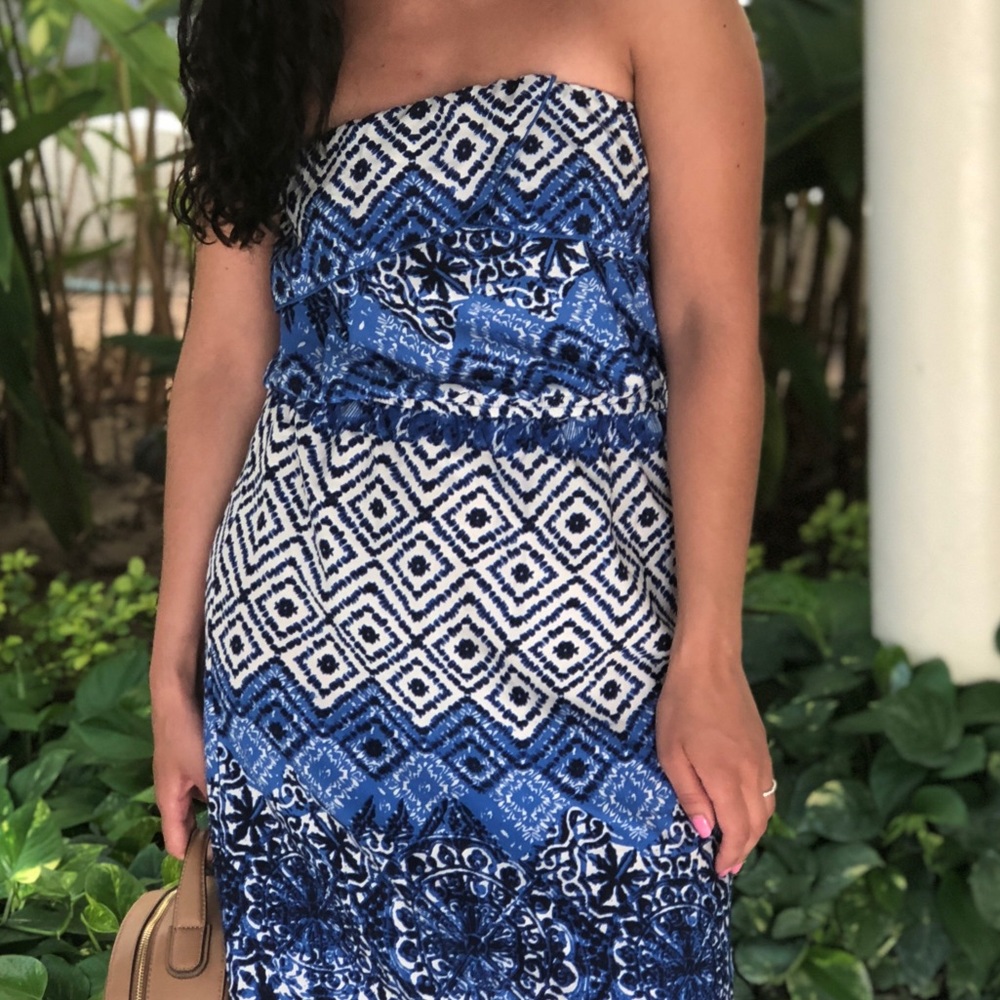 Blue print maxi dress